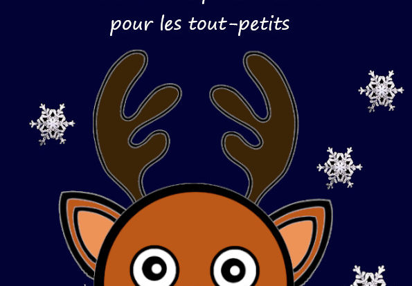 Affiche spectacle contes et comptines de Noël pour les tout-petits "Le petit renne au nez rouge"